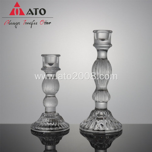 ATO Glass Pillar Candle Holder Solid Glass Candleholder